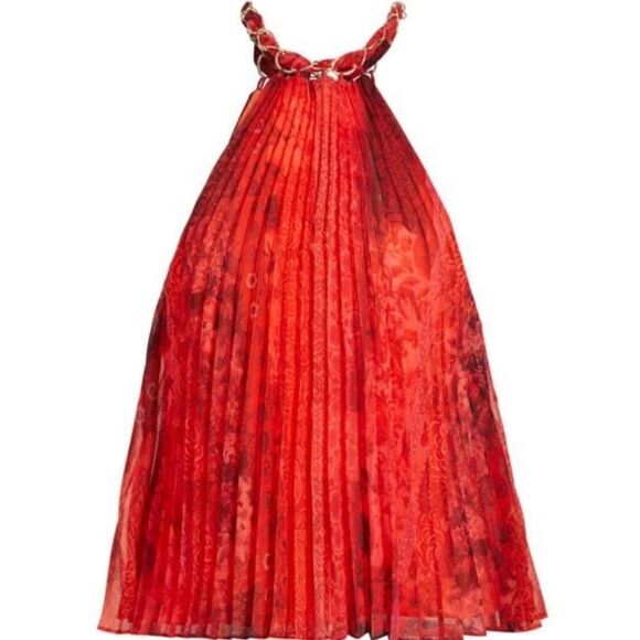 ALICE + Olivia Holiday Halter Top Chaineck Pleated vibrant Md fits Sm-Lg NWT - Picture 11 of 17